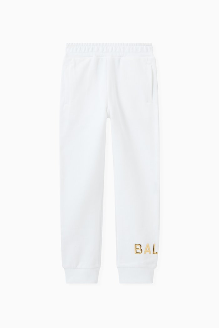 

Embellished Logo Sweatpants in Cotton Jersey, White