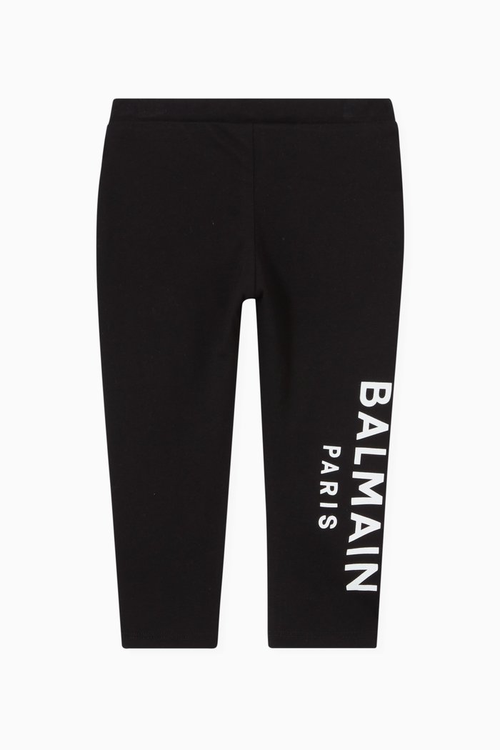 

Side Logo Leggings in Stretch Jersey, Black