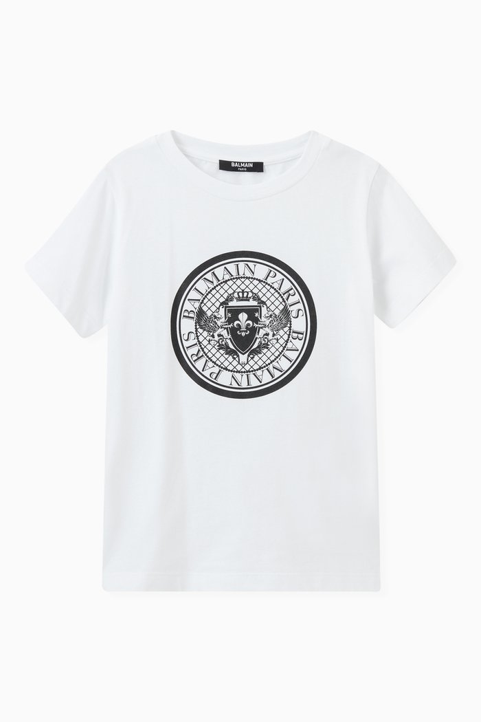 

Greek Key Logo Print T-shirt in Cotton, White