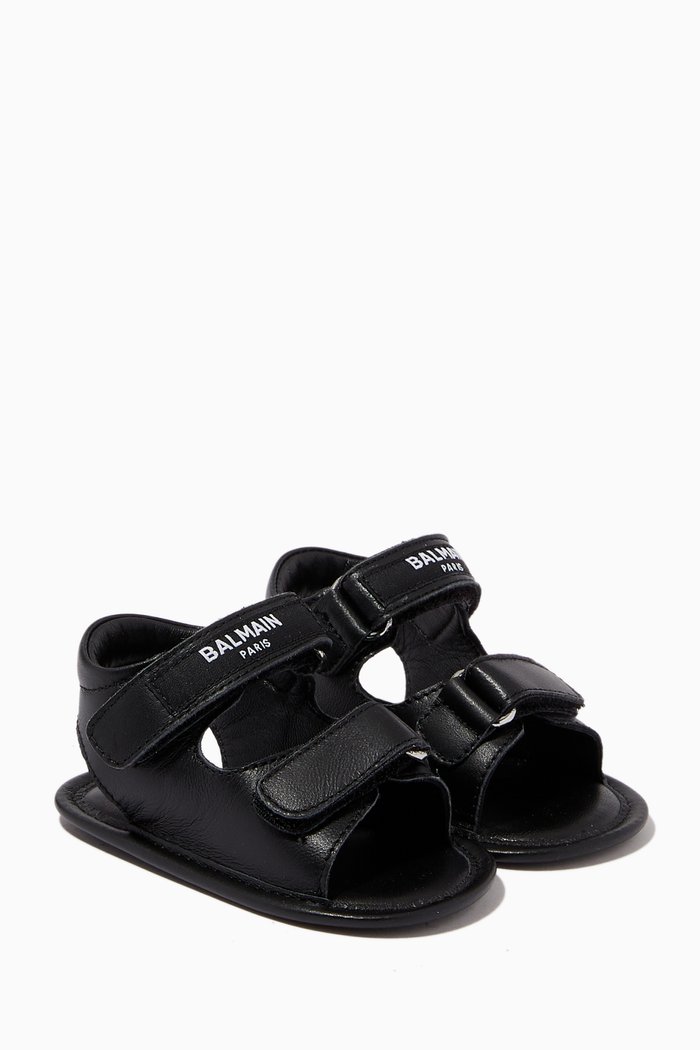 

Logo Sandals in Leather, Black
