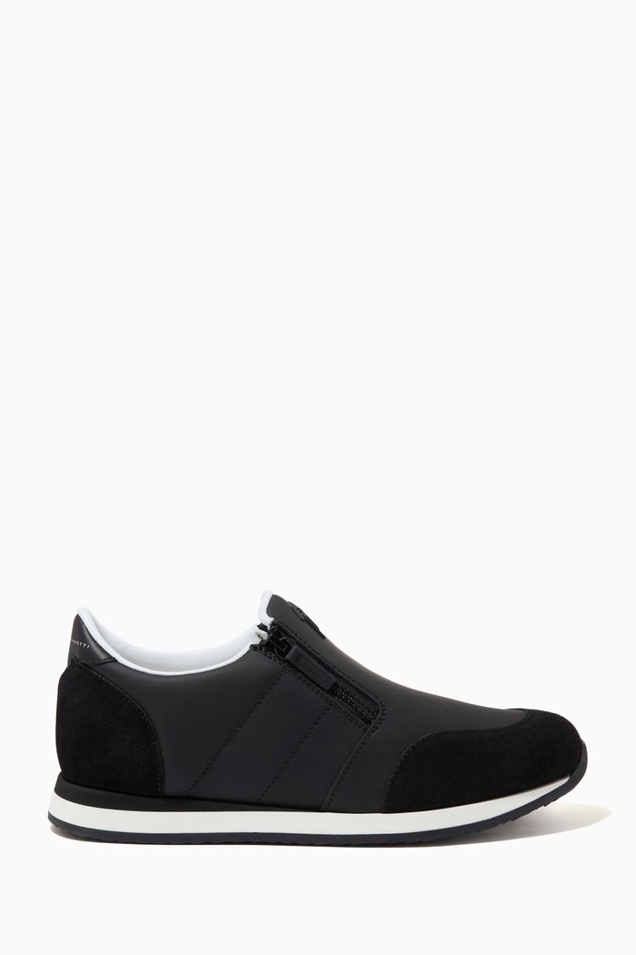 

Jim Zip Sneakers in Velour & Leather, Black