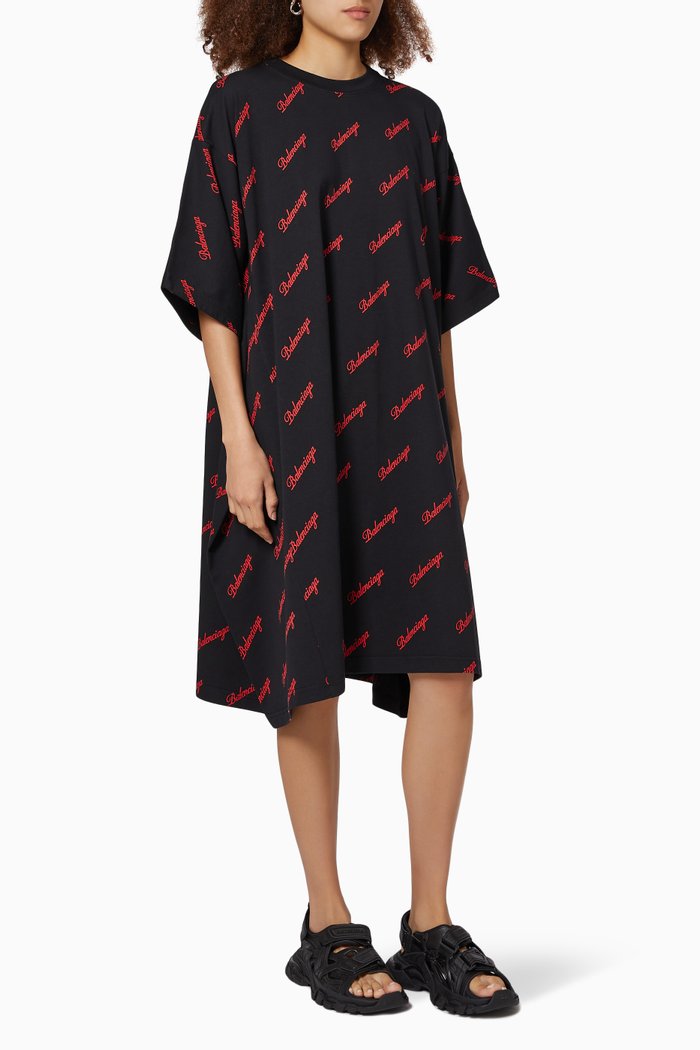 

Script Logo T-shirt Dress in Cotton, Black