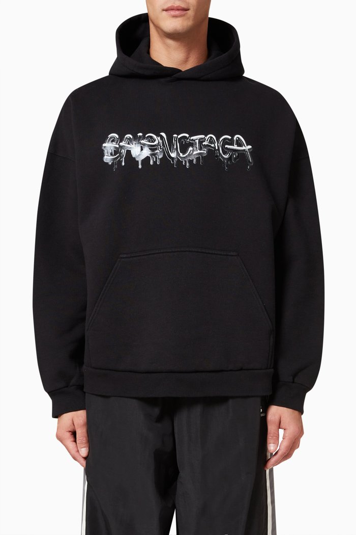 Slime Wide Fit Hoodie in Heavy Fleece, Black