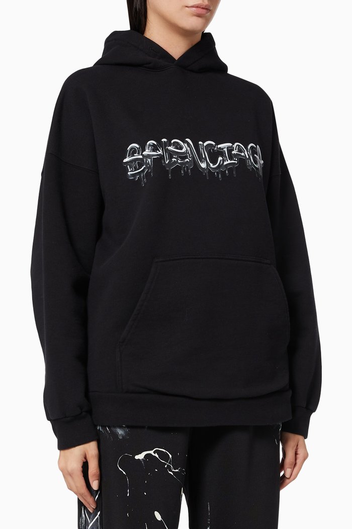 Slime Wide Fit Hoodie in Heavy Fleece, Black