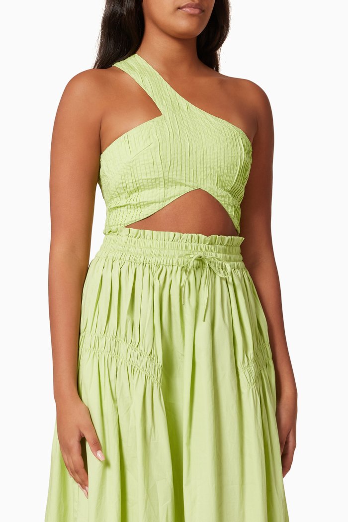 

Centered One Shoulder Crop Top in Sustainable Cotton, Green