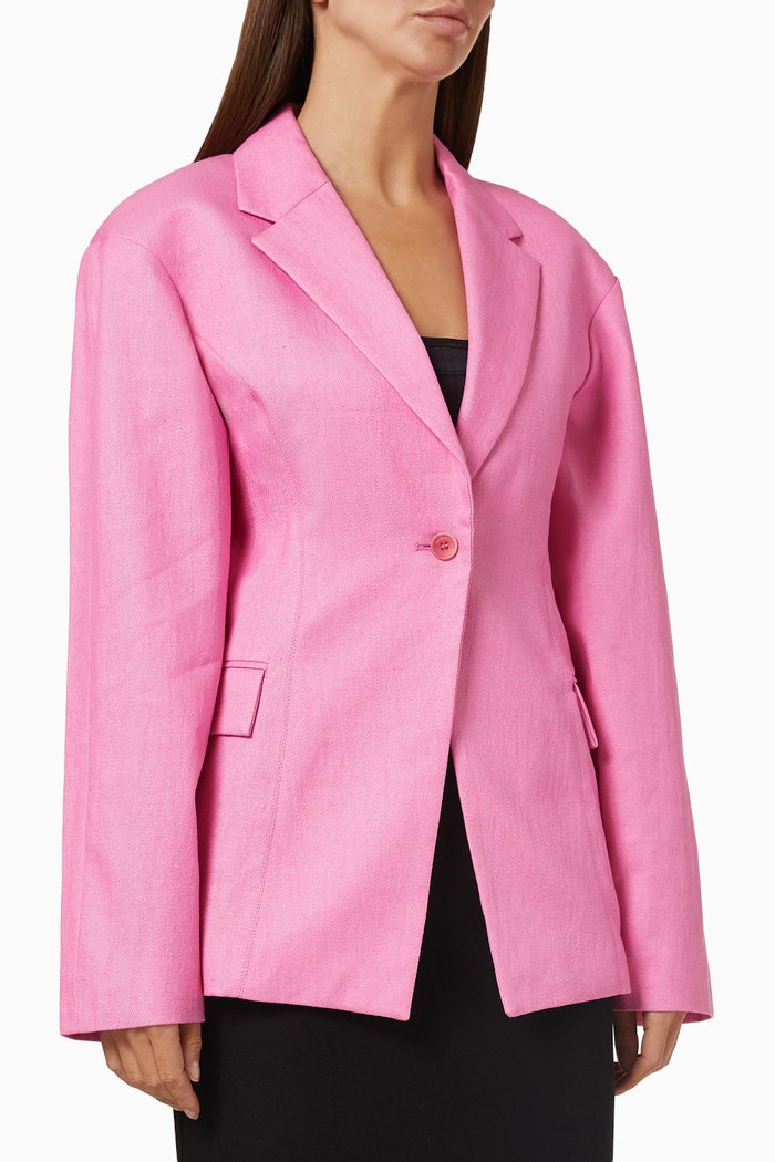 

La veste Fresa Fitted Suit Jacket in Linen, Pink