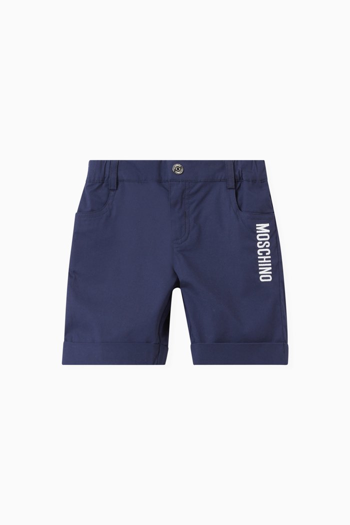 

Teddy Print Pocket Shorts in Cotton, Blue