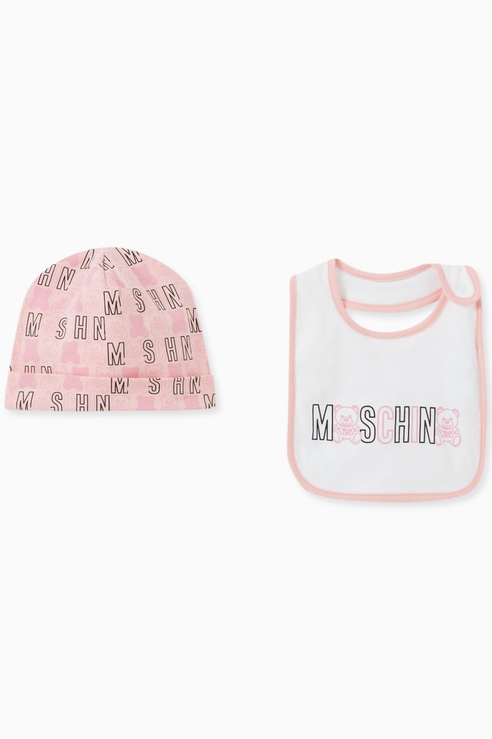 

Teddy Bear Logo Hat & Bib Set, Multicolour