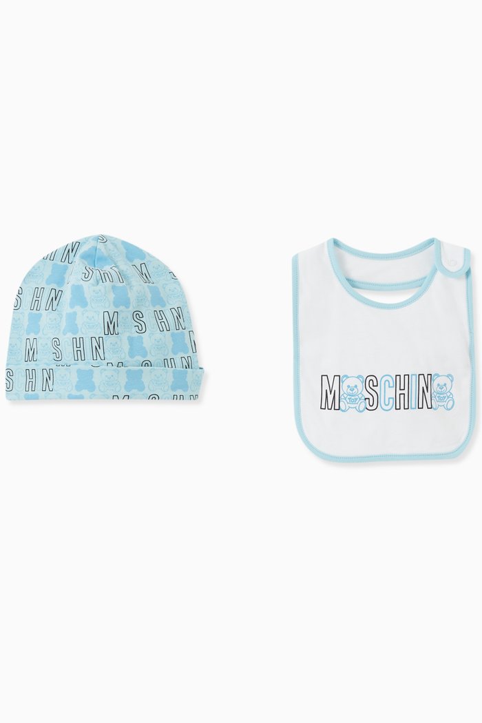 Teddy Bear Logo Hat & Bib Set, Multicolour