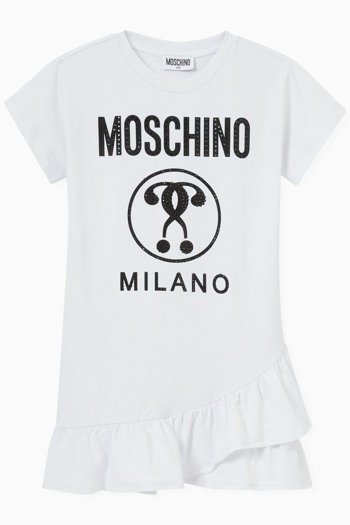 

Sequined Logo Motif Dress in Cotton, White