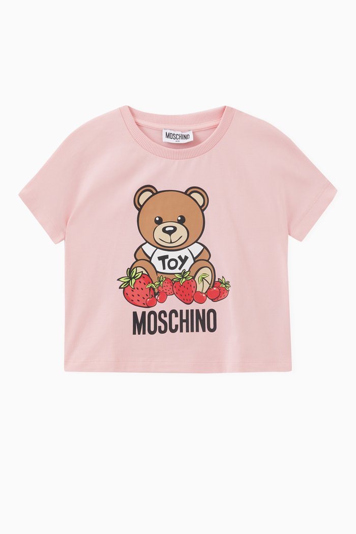 

Teddy & Fruit Print T-shirt in Cotton, Pink