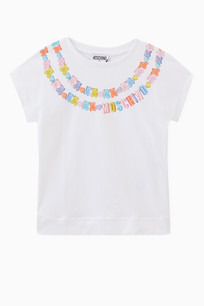 

Teddy Logo Print T-shirt in Cotton, White