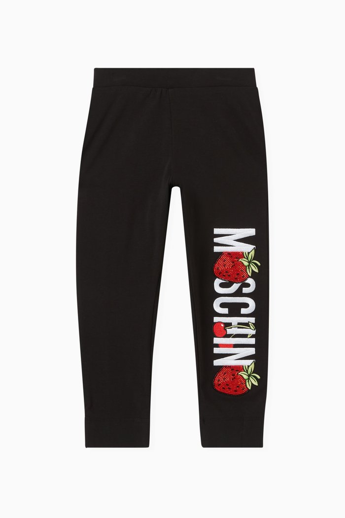 

Embellished Strawberry Logo Leggings in Cotton, Black