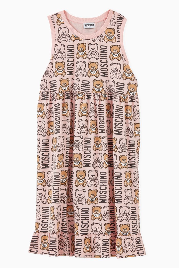 

Teddy Bear Logo Dress in Cotton Jersey, Pink