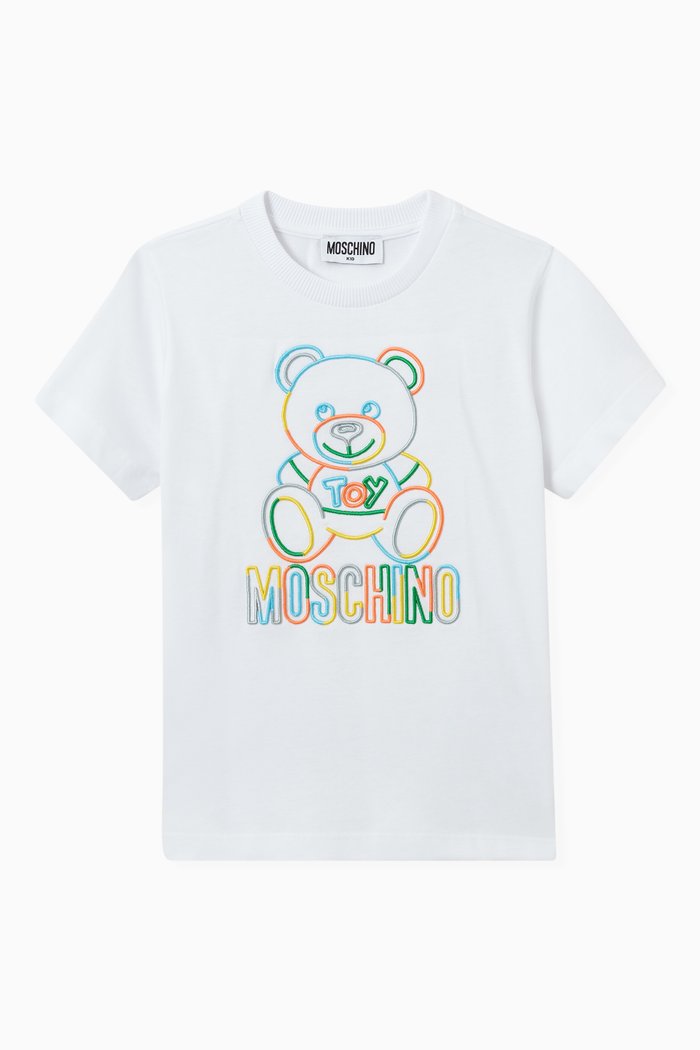 

3D Teddy Bear Logo T-shirt in Cotton, White