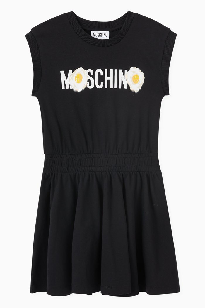 

Egg Logo Print Dress in Cotton Jersey, Black