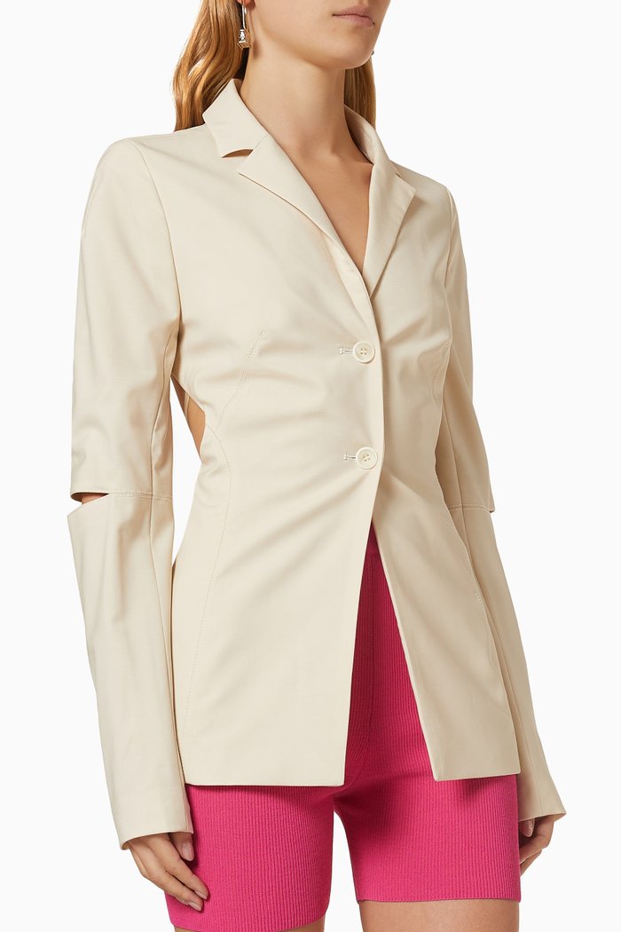 

La Veste Melo in Stretch Virgin Wool, Neutral