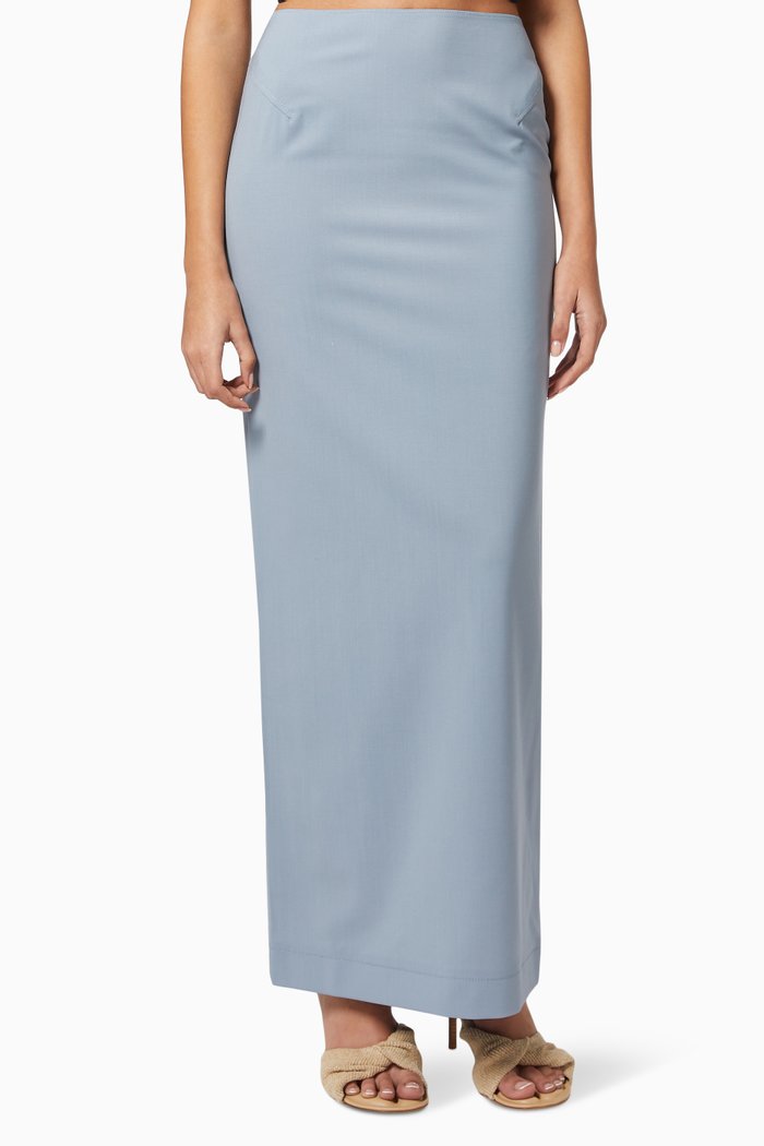 

La Jupe Pina Longue in Satin, Blue