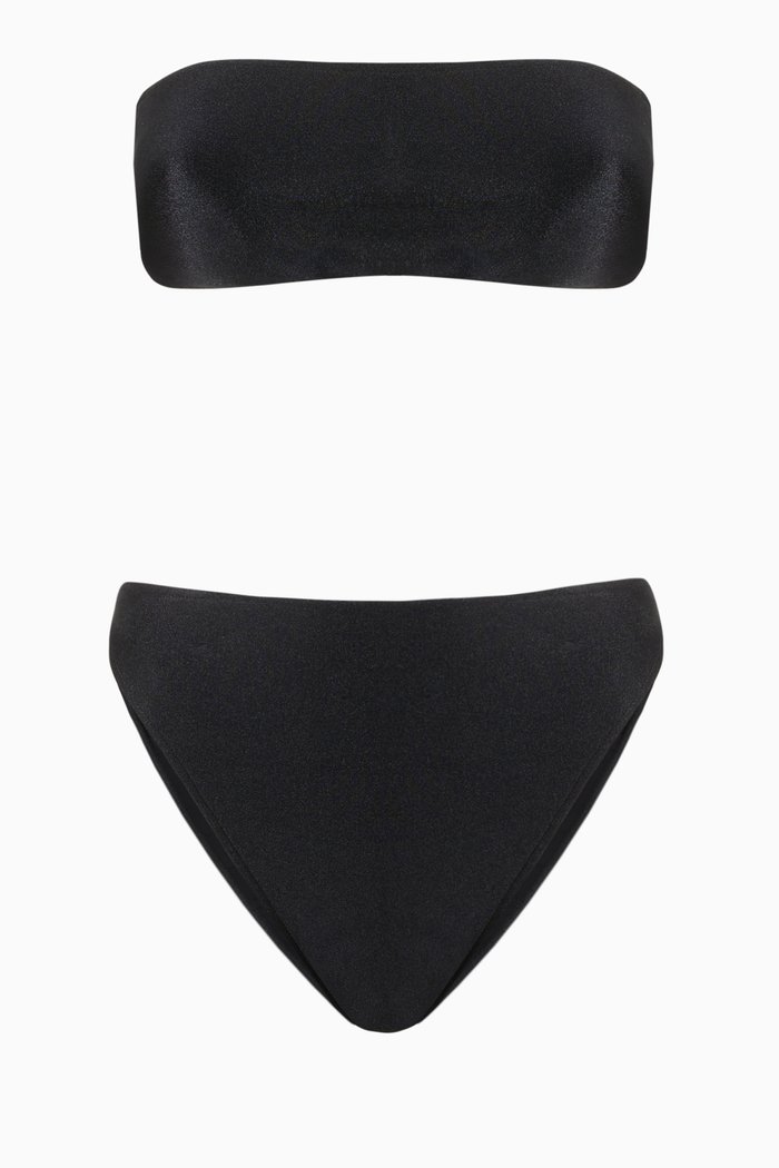 High Leg Bandeau Bikini, Black