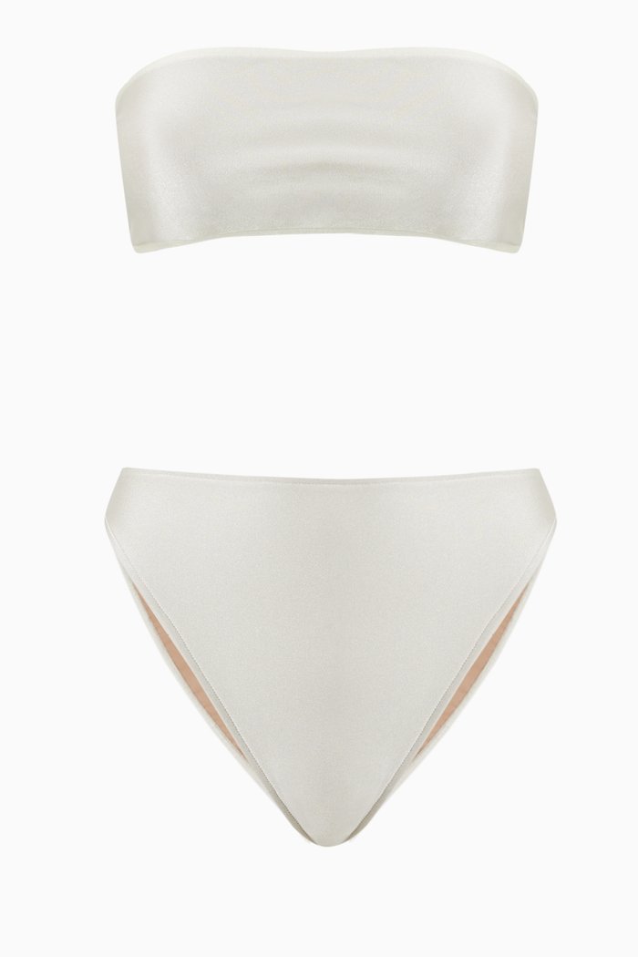 

High Leg Bandeau Bikini, Neutral