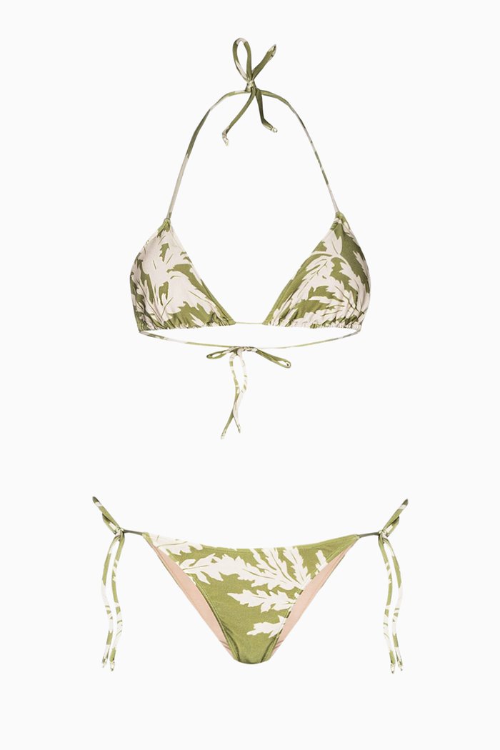 

Classic Foliage Triangle Bikini, Green