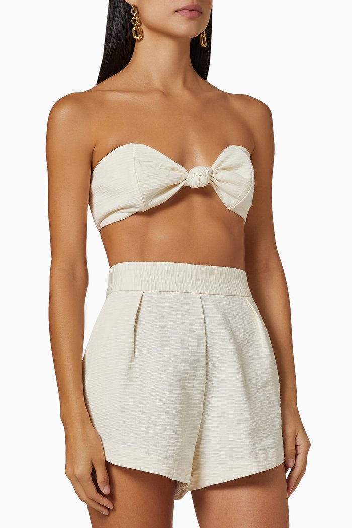 

Montaigne Bow Bandeau Top in Cotton, Neutral