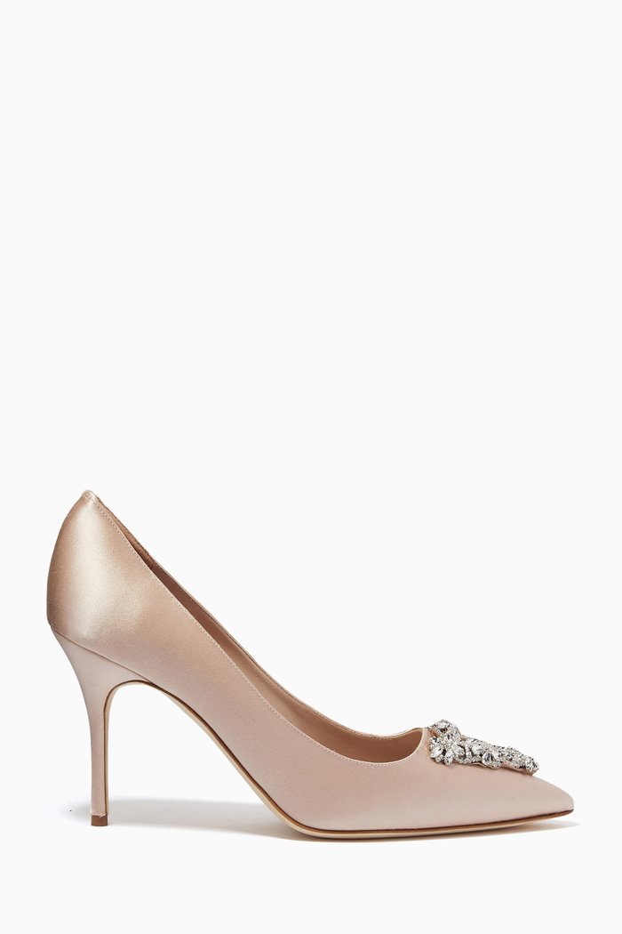 

Trina 90 Mules in Satin, Neutral