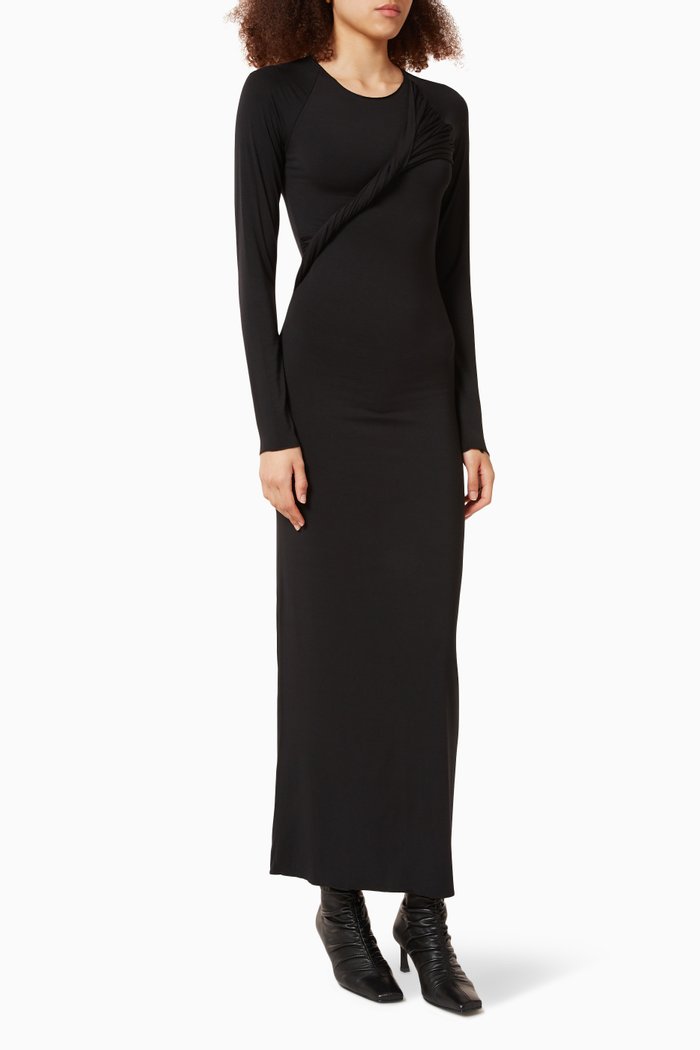 Moss Twist Dress in Jersey, Black