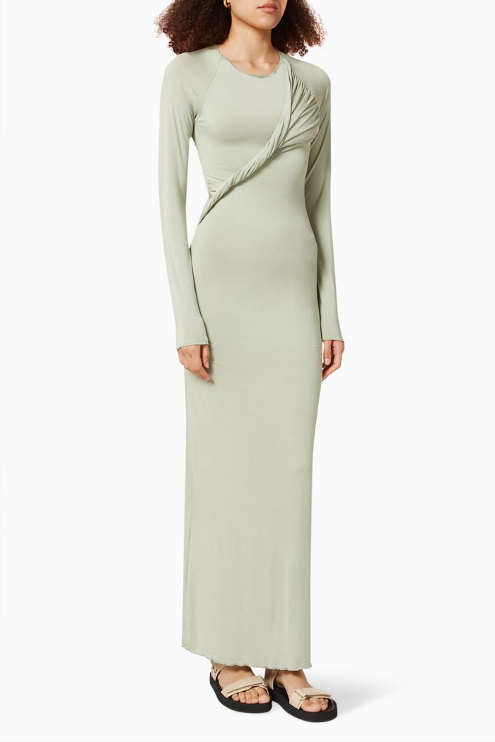 

Moss Twist Dress in Jersey, Green