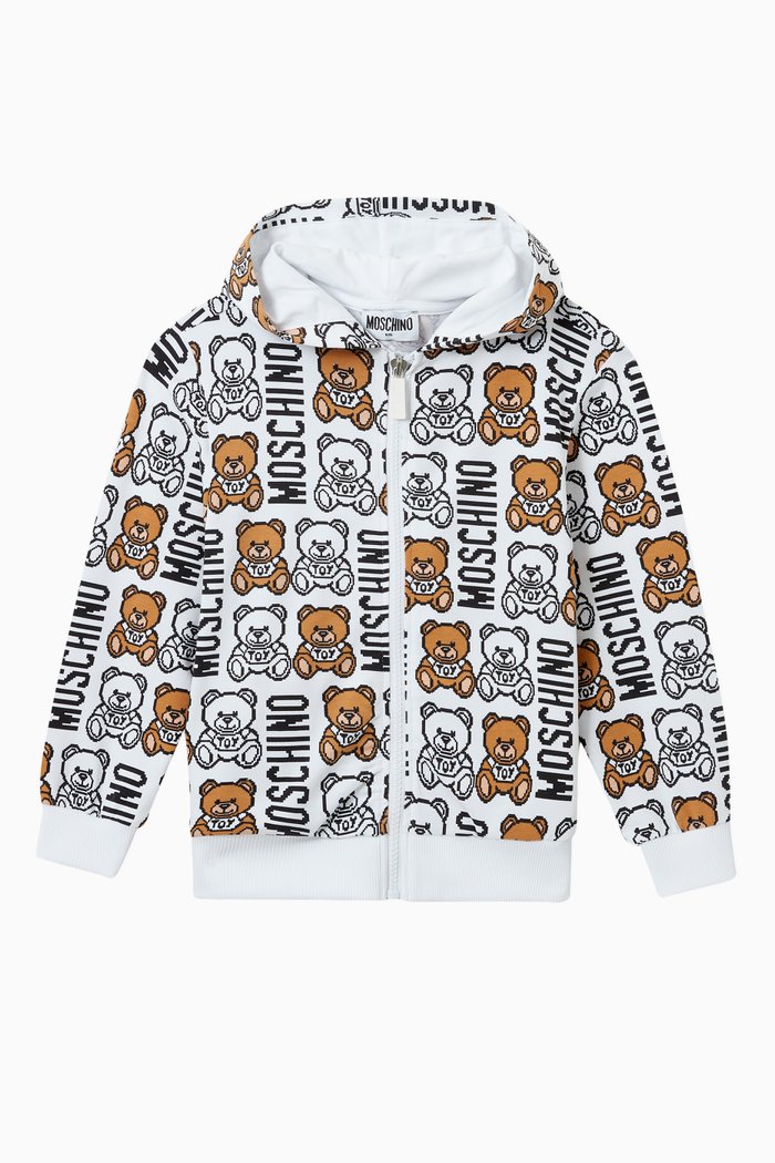 Teddy Bear Hooded Sweatshirt in Cotton, Grey