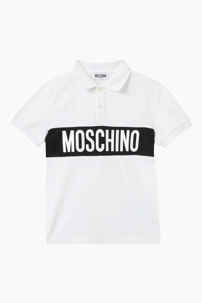 

Logo Band Polo Shirt in Cotton, White