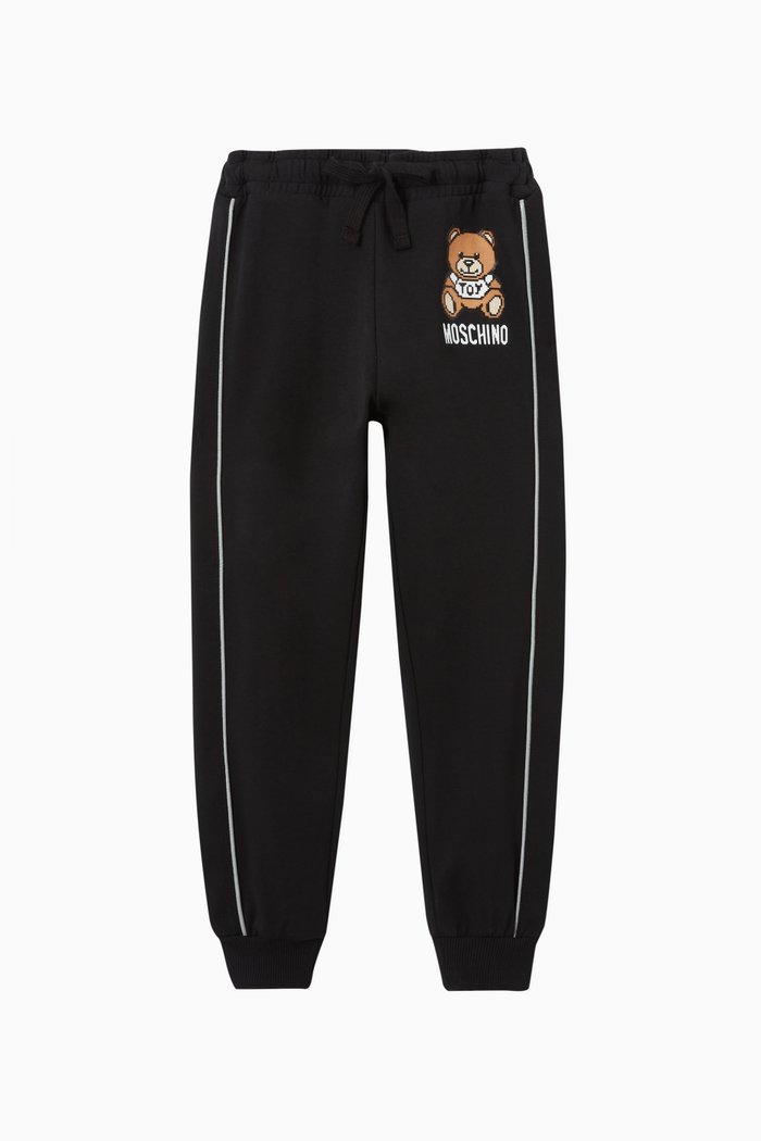 

Pixelated Teddy Bear Sweatpants in Fleece, Black