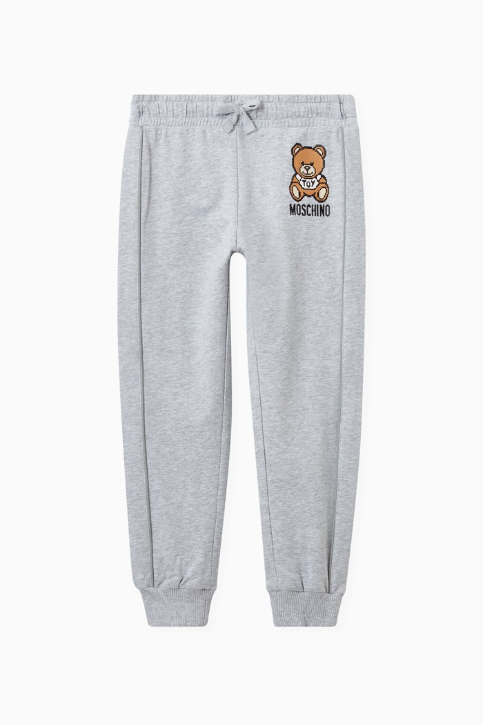 

Pixelated Teddy Bear Sweatpants in Fleece, Grey