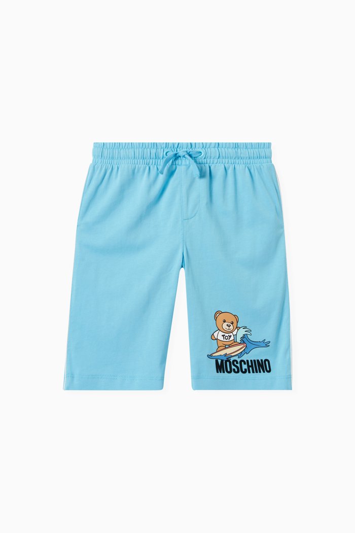 

Surfer Teddy Bear Print Bermuda Shorts, Blue
