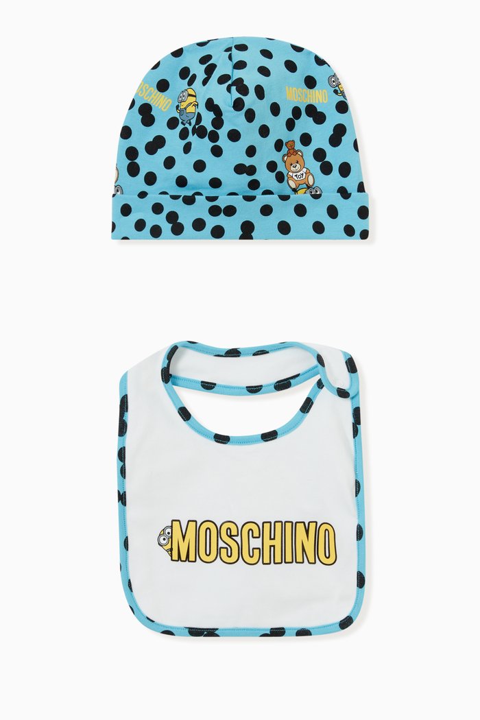 

Minions© Teddy Print Bib and Hat Set in Cotton, Multicolour