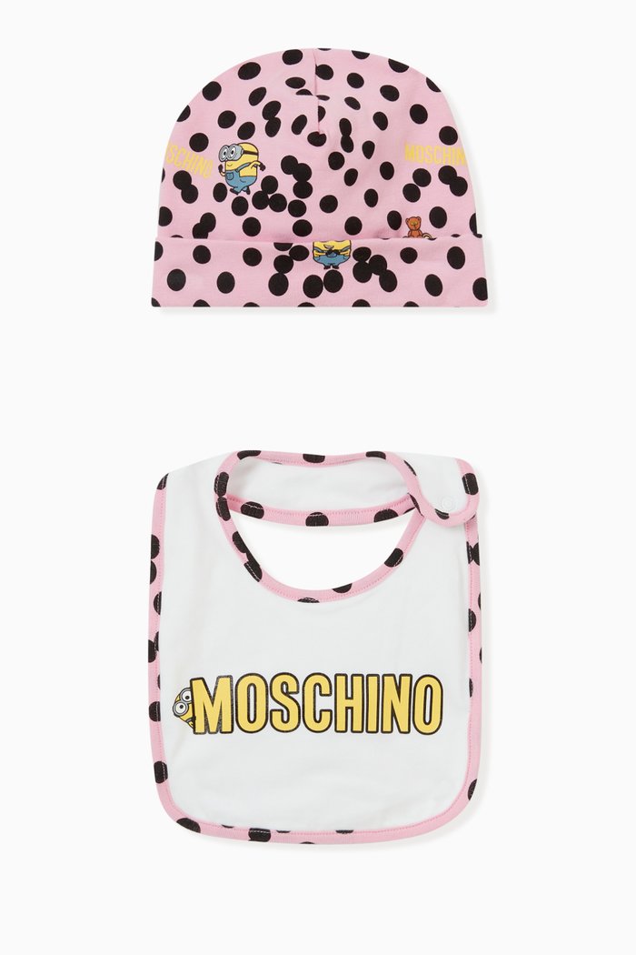 

Minions© Teddy Print Bib and Hat Set in Cotton, Multicolour