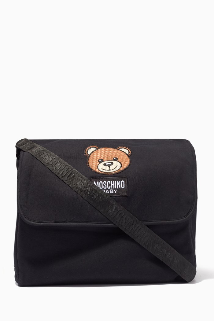 

Teddy Bear Patch Mommy Bag with Mat, Black
