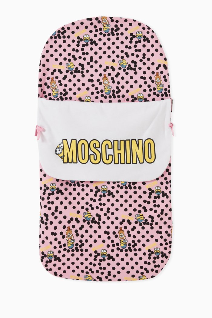 Minions© & Teddy Bear Print Sleeping Bag in Cotton, Pink