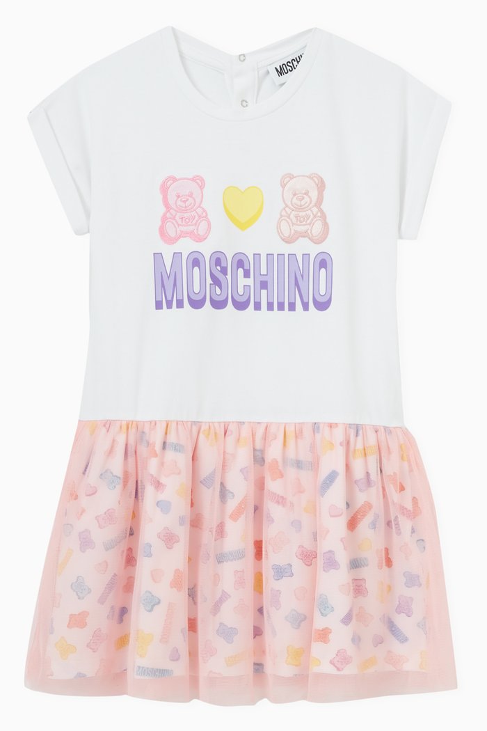 

Candy Teddy Bear Print Dress in Cotton, Multicolour