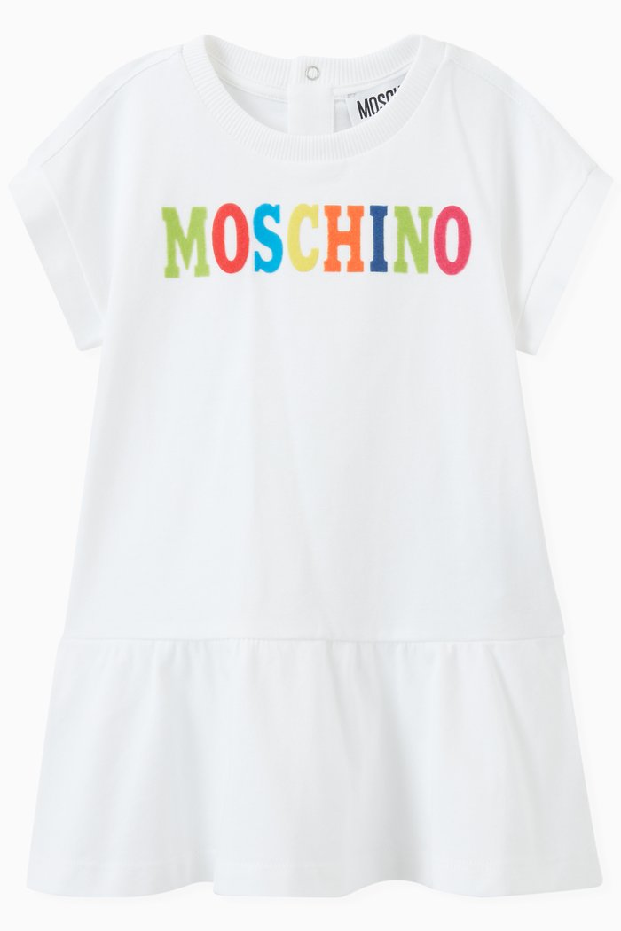 

Felt Logo Dress in Cotton Jersey, White