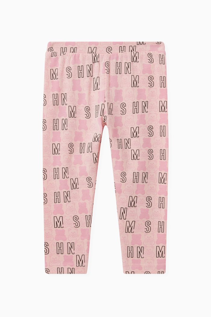 

Teddy Bear Logo Print Leggings in Stretch Cotton, Pink