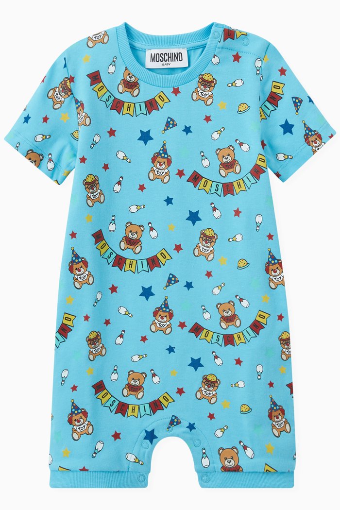 

Stars & Party Print Romper in Cotton, Blue