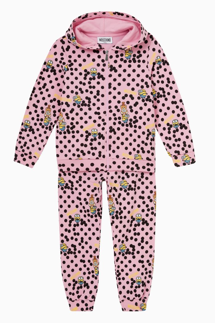 

All-over Minions© & Teddy Print Tracksuit Set, Pink