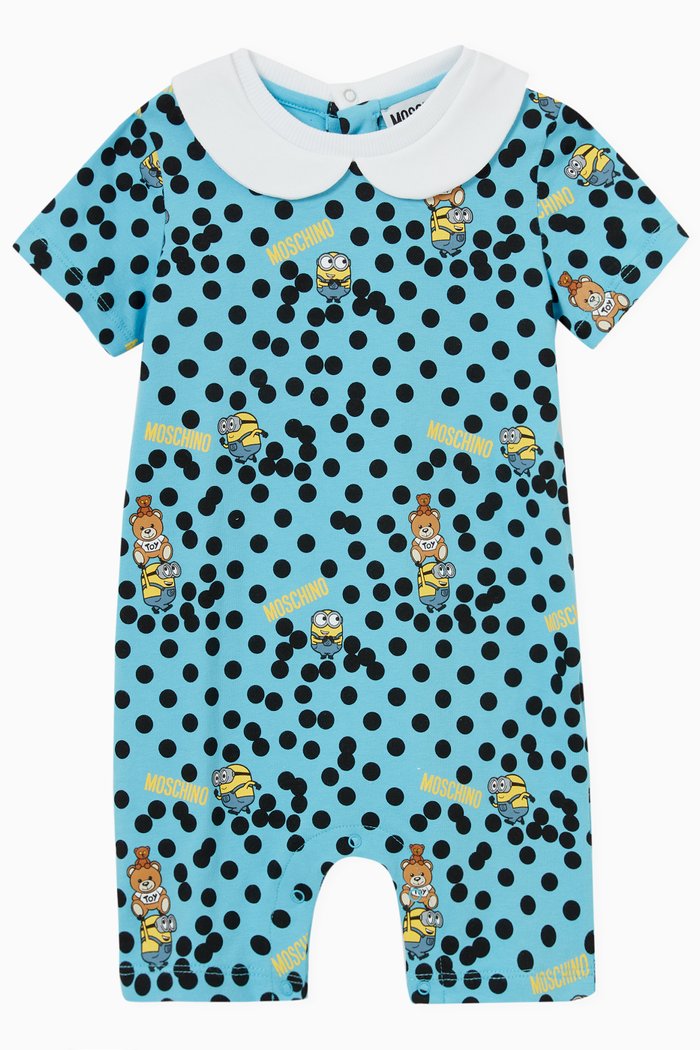 

Minions© & Teddy Bear Print Romper in Cotton, Blue