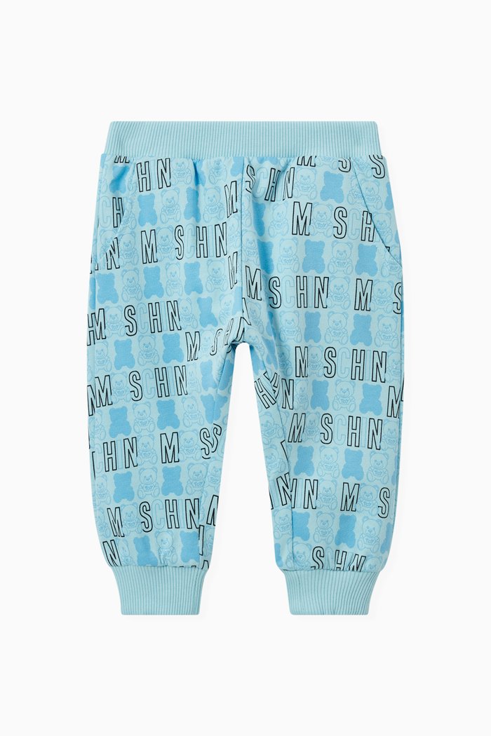 

Teddy Bear Logo Print Sweatpants in Stretch Cotton, Blue
