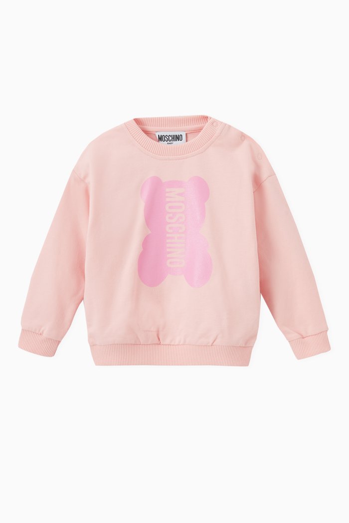 

Teddy Logo Print Sweatshirt in Cotton Jersey, Pink