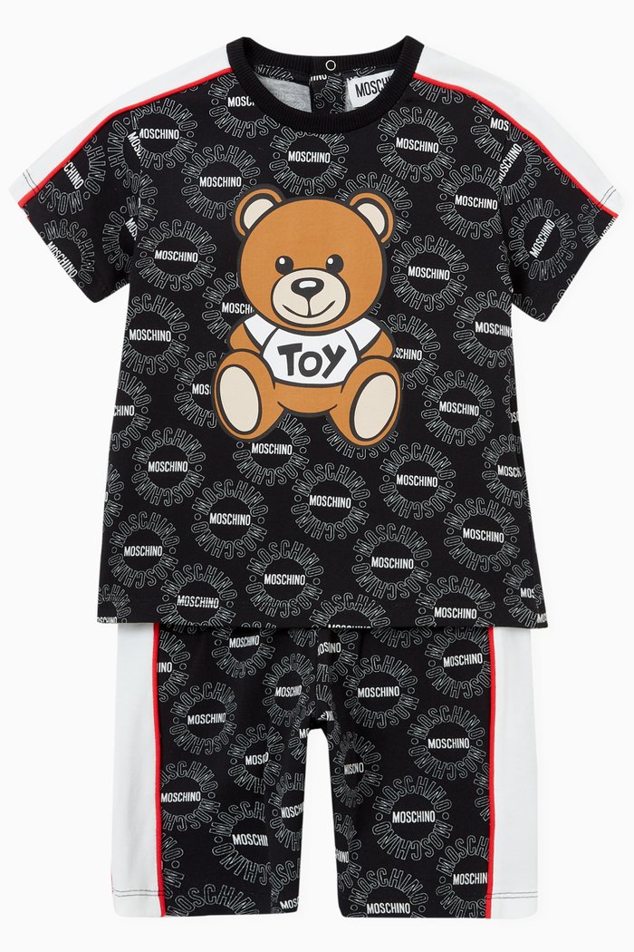 

All-over Logo Print T-shirt & Shorts Set, Black