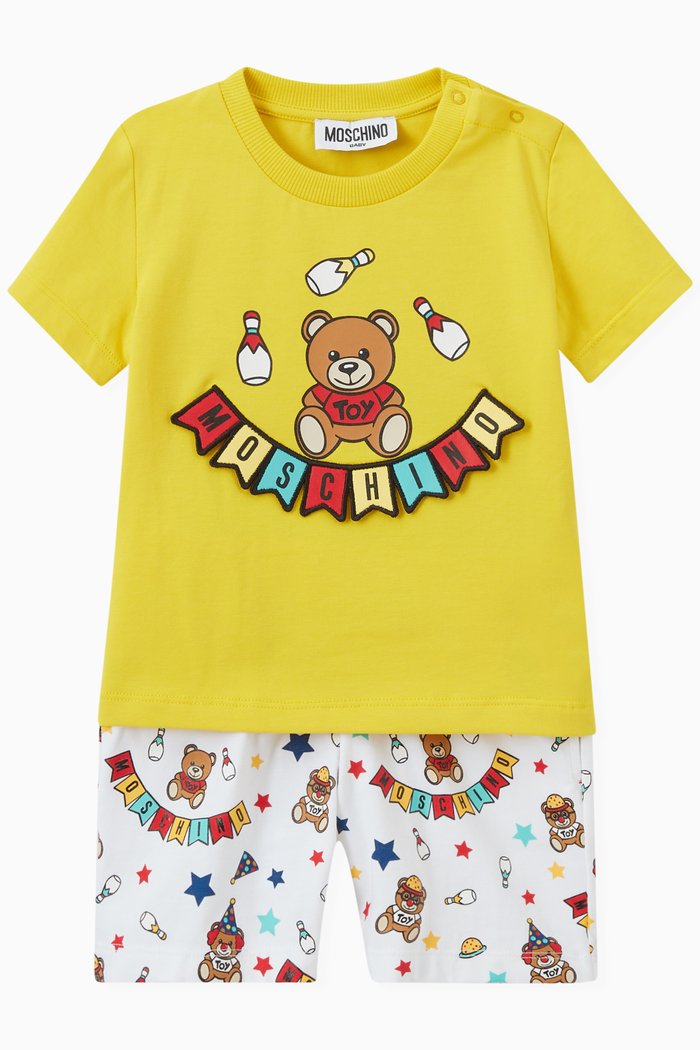 

Stars & Party Print T-shirt and Shorts Set, Yellow