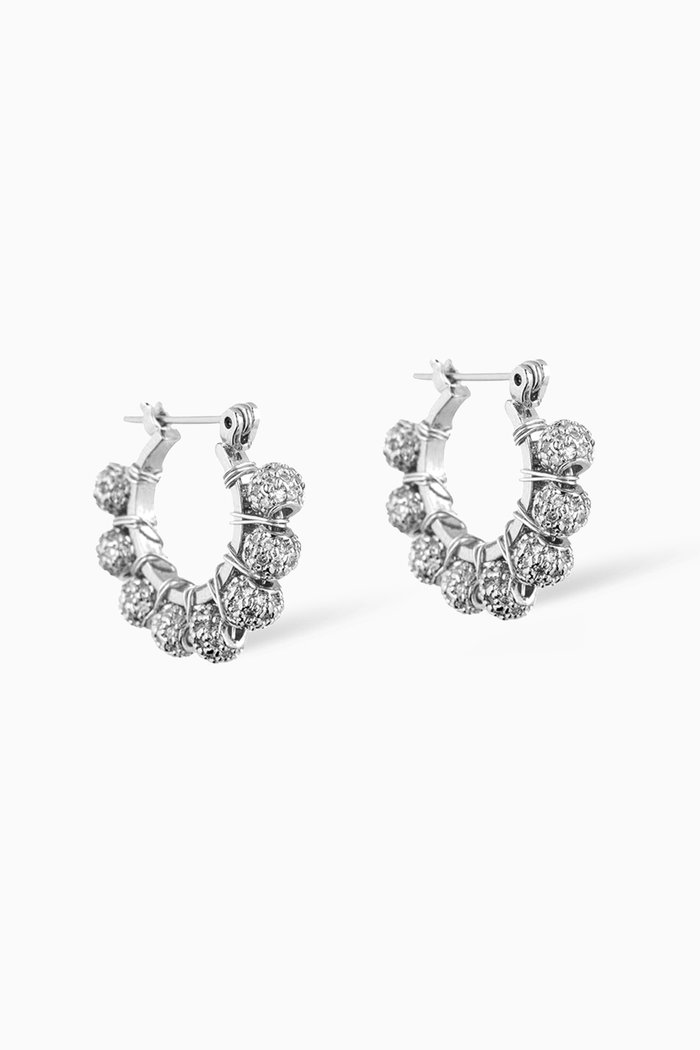 

Pavé Dome Wrap Hoops in Silver Plated Brass