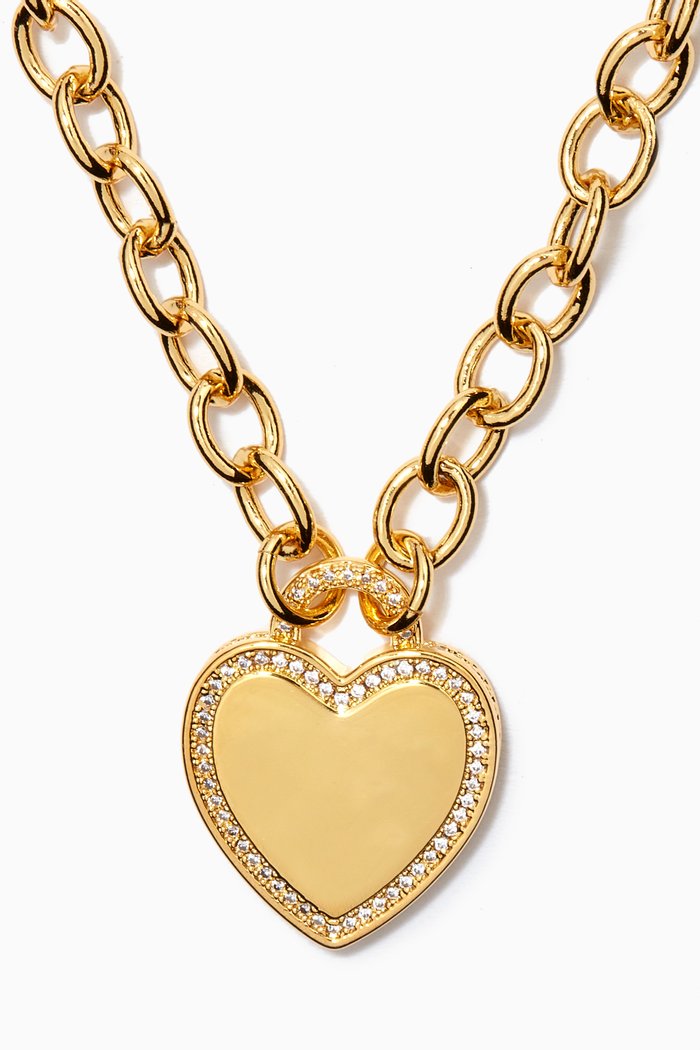 

Pavé Heart Pendant Necklace in 18kt Gold Plated Brass